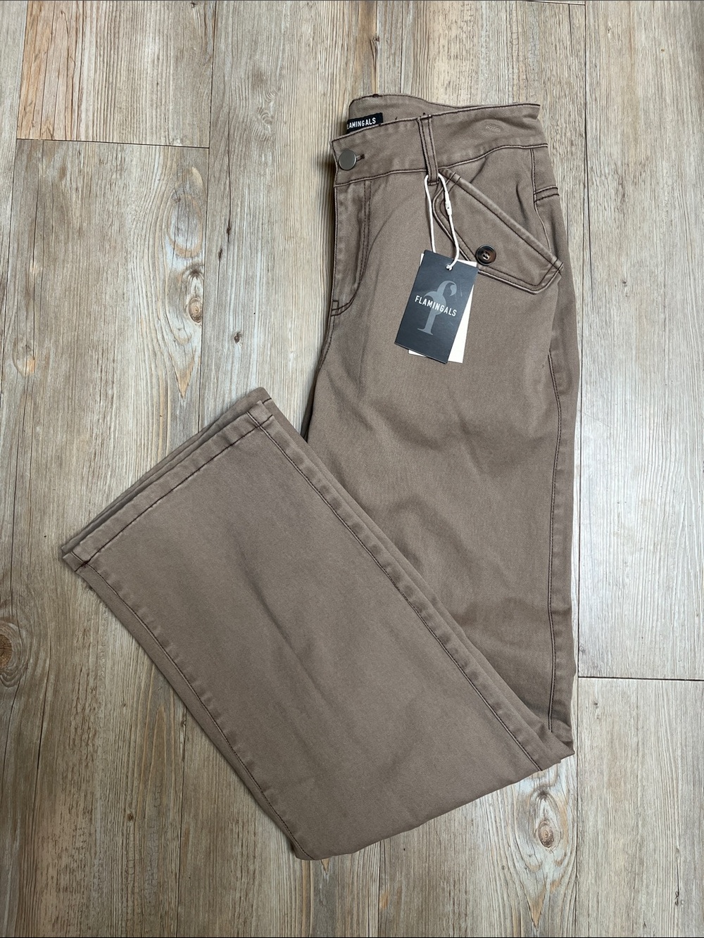 Flamingals Wide Leg Pants in Brown
